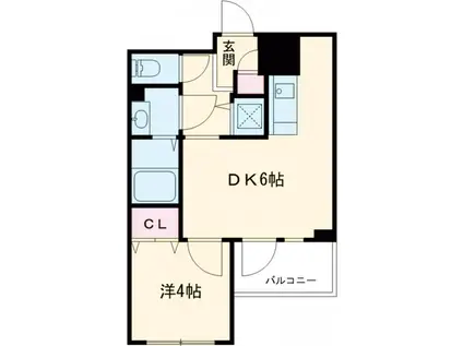 ルネサンスコート自由が丘(1DK/4階)の間取り写真