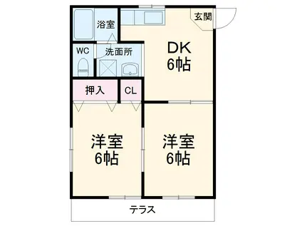 K6ハイツ(2DK/1階)の間取り写真