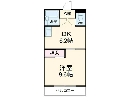 名鉄三河線 刈谷市駅 徒歩8分 4階建 築36年(1DK/2階)の間取り写真