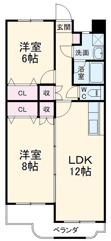 ジュネスⅢ(2LDK/2階)の間取り写真