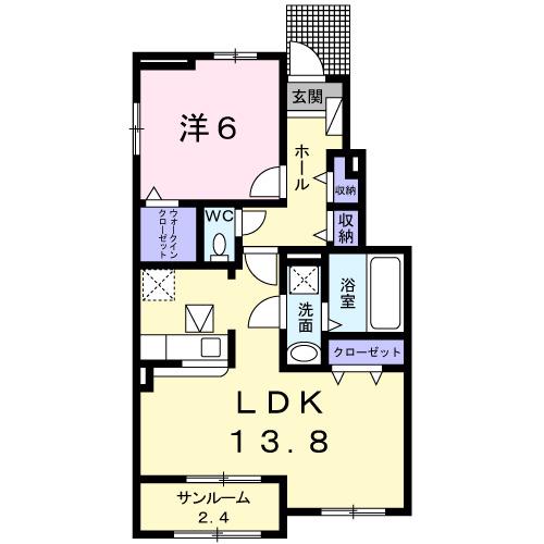 ストロベリー ライズ(1LDK/1階)の間取り写真