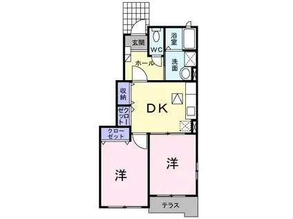 イリスD(2DK/1階)の間取り写真