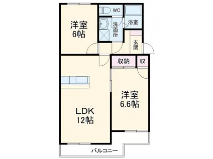 ローザンヌⅤ(2LDK/1階)の間取り写真