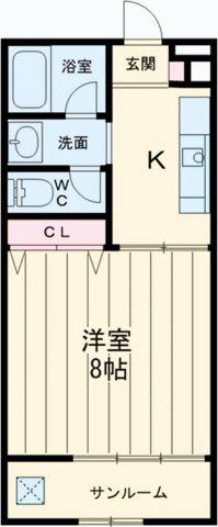 なつつばき上小(1K/1階)の間取り写真
