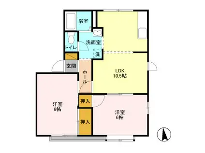 メモリーハイツミカ(2LDK/2階)の間取り写真