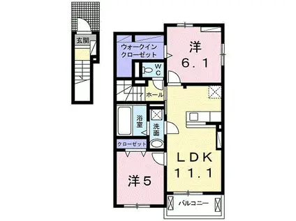 グラース(2LDK/2階)の間取り写真