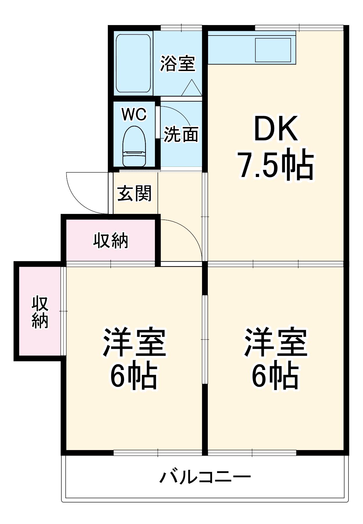 ストークハイムⅠ(2DK/1階)の間取り写真