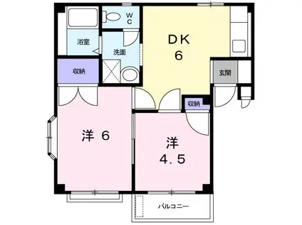 メゾンアイリス Ⅱ(2DK/2階)の間取り写真