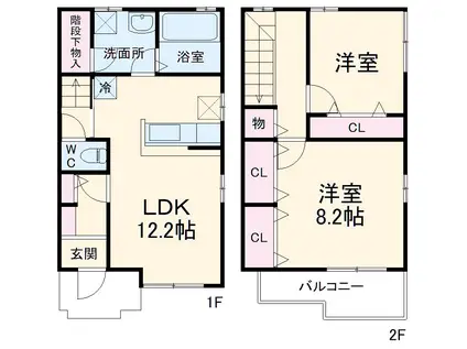 香取台テラスハウス(2LDK)の間取り写真