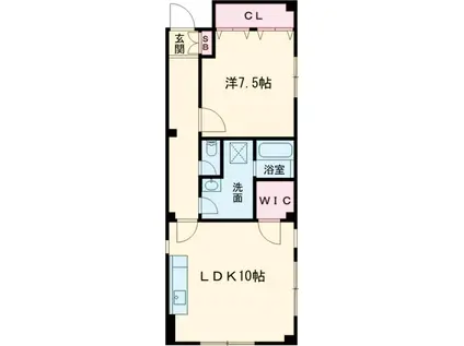 コーポデン2(1LDK/4階)の間取り写真