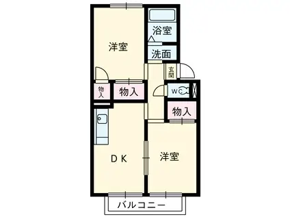 ル・クレール(2DK/1階)の間取り写真