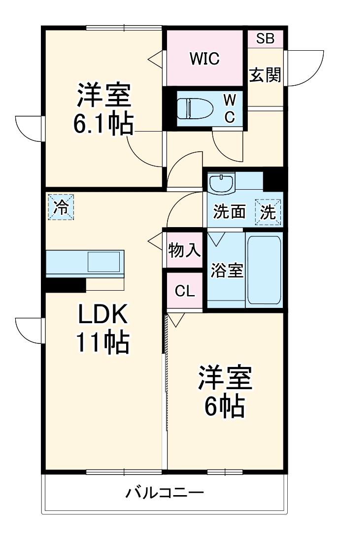 セントポーリアⅡ(2LDK/2階)の間取り写真