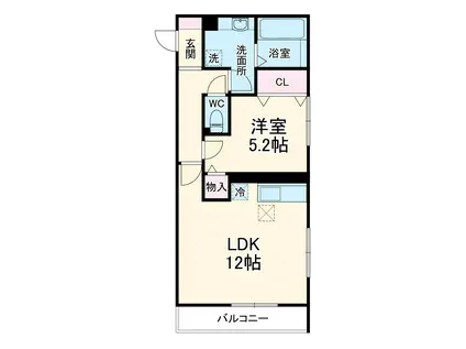 ウィステリア(1LDK/1階)の間取り写真