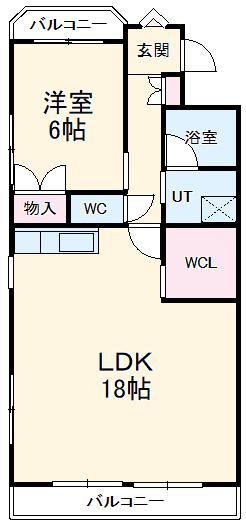 ハイツみのる(1LDK/3階)の間取り写真