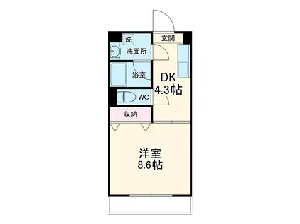 ピュアコート(1DK/2階)の間取り写真