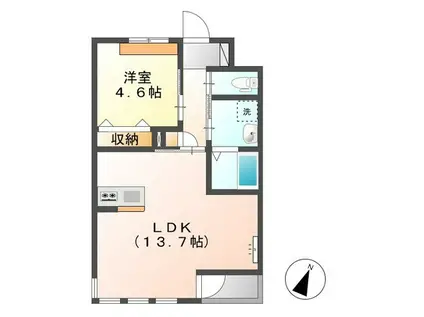 フローラふじみ野(1LDK/2階)の間取り写真