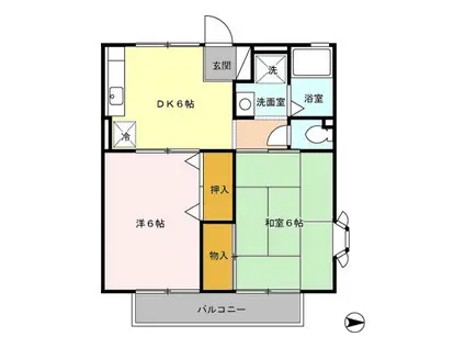 ハッピープラザ壱番館(2DK/2階)の間取り写真