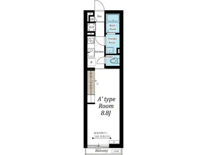 リブリ・ガーデンヒルズ(1K/2階)の間取り写真