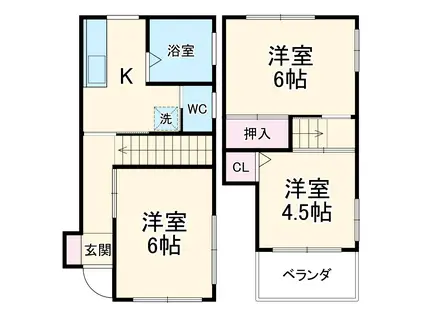 東武鉄道東上線 ふじみ野駅 徒歩15分 2階建 築41年(3K)の間取り写真