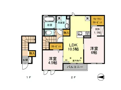 シャインアイリスⅢ(2LDK/2階)の間取り写真