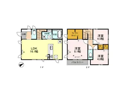 東武鉄道東上線 鶴瀬駅 徒歩13分 2階建 築8年(3LDK)の間取り写真