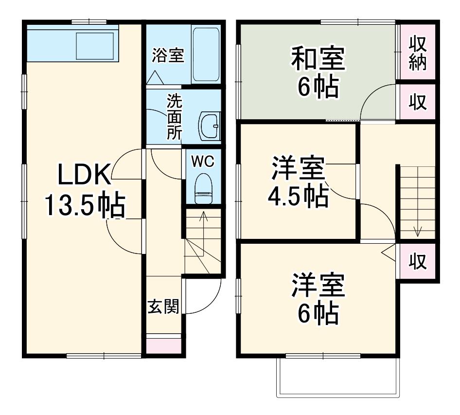 川越線 指扇駅 徒歩5分 2階建 築31年(3LDK)の間取り写真