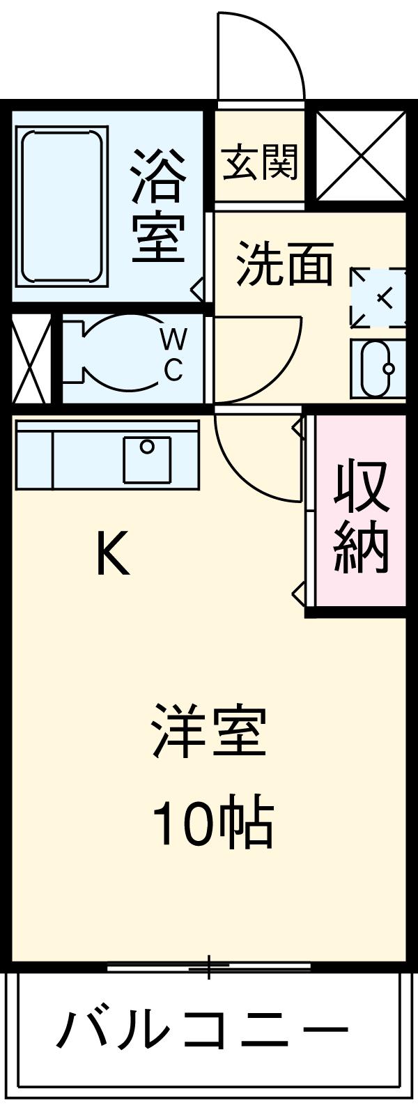 ライジングハイツ(ワンルーム/2階)の間取り写真