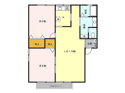 ベルクレストA(2LDK/1階)の間取り写真