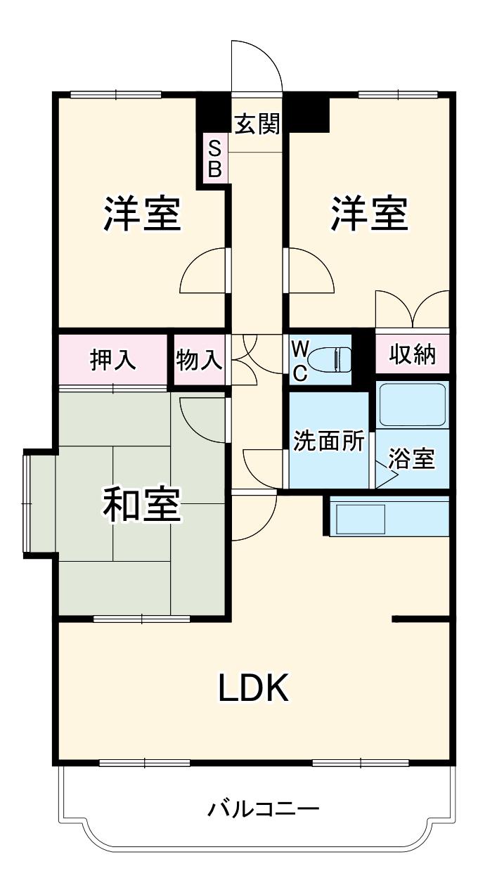 ボヌール21(3LDK/1階)の間取り写真