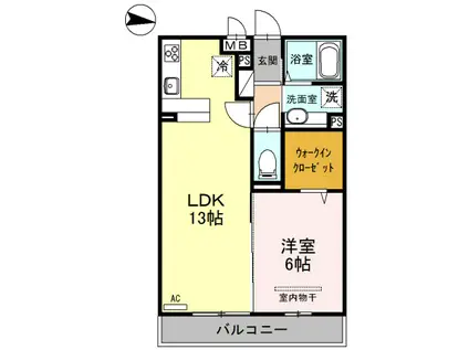 キャッスル西大宮(1LDK/2階)の間取り写真