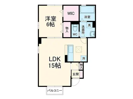 リビングタウン西大宮Ⅴ(1LDK/1階)の間取り写真