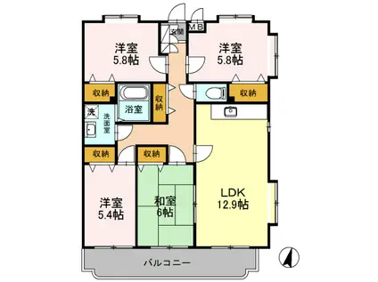 パストラルピア(4LDK/1階)の間取り写真