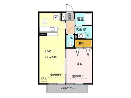 アスティオンII(1LDK/2階)の間取り写真