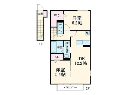グランデⅡ(2LDK/2階)の間取り写真