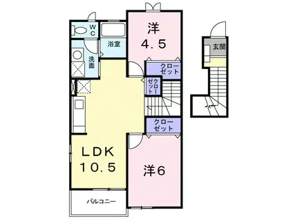 ラフォーレ Ⅰ(2LDK/2階)の間取り写真