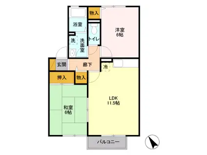 コートアステール(2LDK/1階)の間取り写真