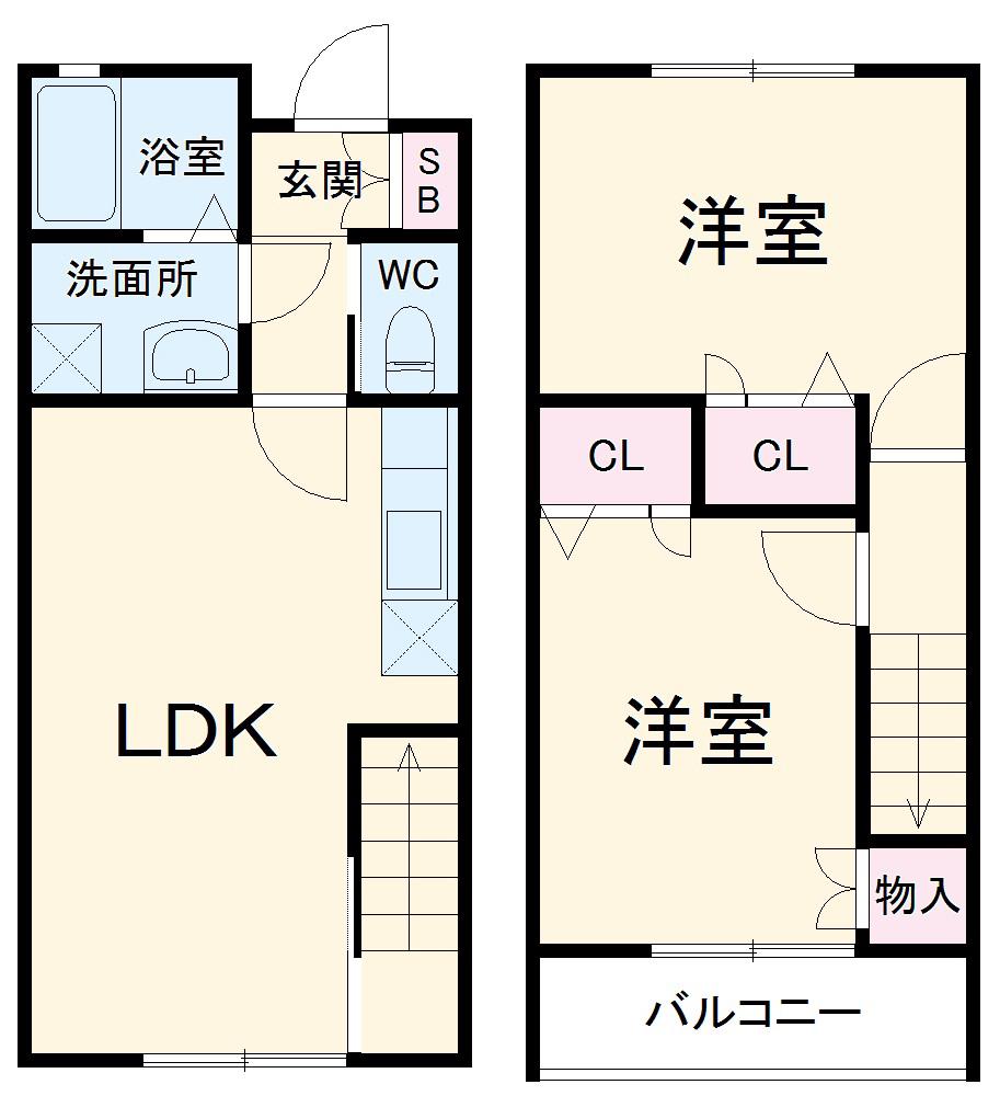 レクエルドＢ棟(2LDK)の間取り写真