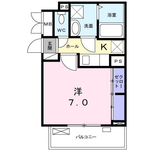 プロムナード・Ⅳ(1K/3階)の間取り写真