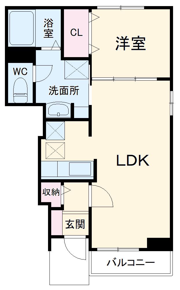 ドゥーハウスⅤ A棟(1LDK/1階)の間取り写真