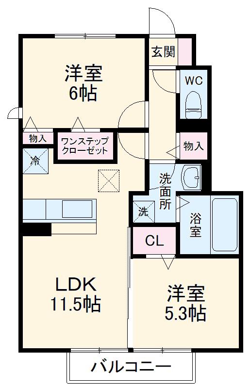 グレースコートⅡ(2LDK/1階)の間取り写真