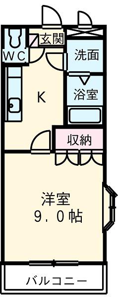 メルヴェール(1K/2階)の間取り写真