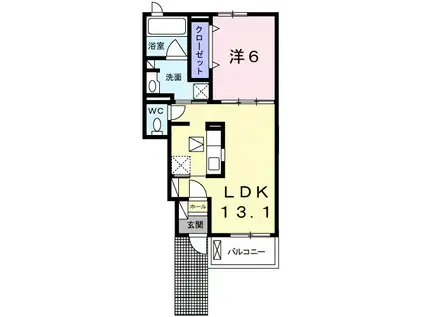 ファウンテン ヒルズⅠ(1LDK/1階)の間取り写真