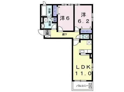 MOUNT明Ⅱ(2LDK/1階)の間取り写真