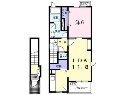 フォレストⅡ(1LDK/2階)の間取り写真
