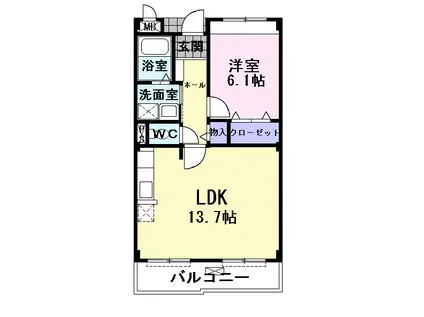 ファリアージュⅡ(1LDK/3階)の間取り写真