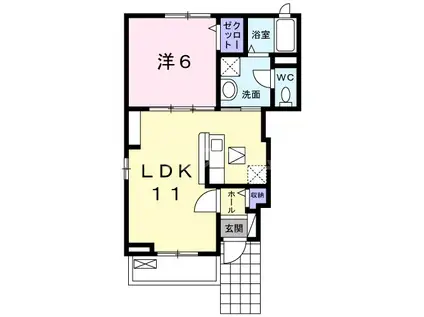ボン・クロッシュⅡ(1LDK/1階)の間取り写真