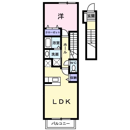 ピノ・ノワールⅡ(1LDK/2階)の間取り写真