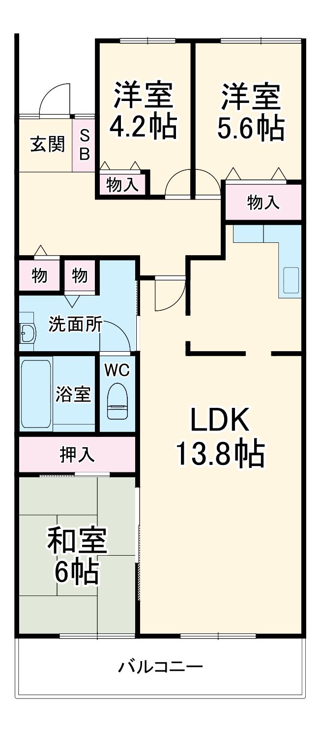 サンハイツたかくらB棟(3LDK/6階)の間取り写真