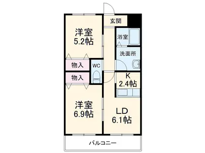 クレールシャンブル(2LDK/2階)の間取り写真