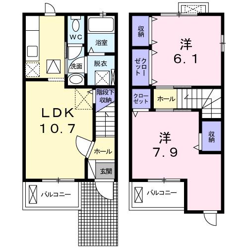 エストレーヤ出川 Ⅱ(2LDK/1階)の間取り写真